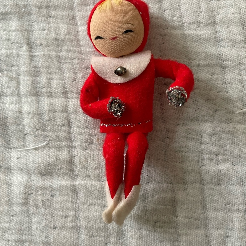 Red felt elf from the 1950’s-1960’s made in Japan